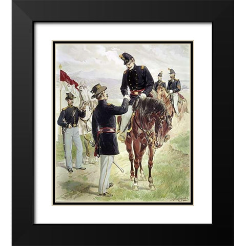 Cavalry and Dragoons Black Modern Wood Framed Art Print with Double Matting by Ogden, Henry Alexander