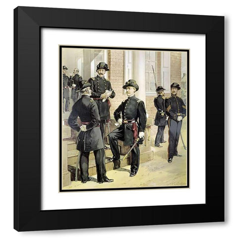 Staff - Field-And-Line Officers Black Modern Wood Framed Art Print with Double Matting by Ogden, Henry Alexander