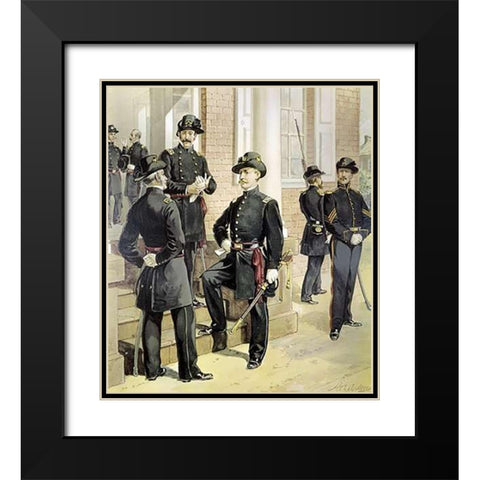 Staff - Field-And-Line Officers Black Modern Wood Framed Art Print with Double Matting by Ogden, Henry Alexander