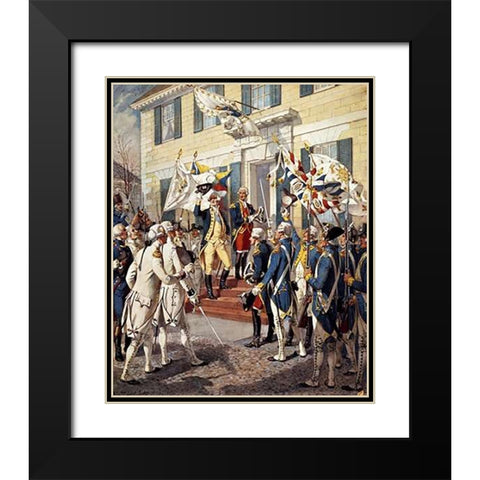 Washington Visiting Rochambeau at French Embassy Black Modern Wood Framed Art Print with Double Matting by Ogden, Henry Alexander