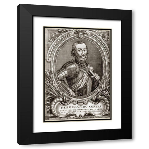 Hernan Cortes Black Modern Wood Framed Art Print with Double Matting by Ogilby, John
