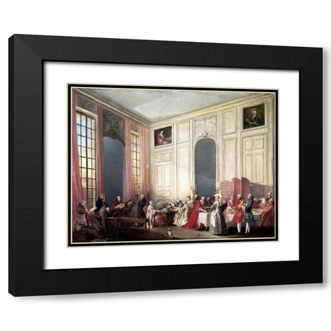 Tea In The English Manner Black Modern Wood Framed Art Print with Double Matting by Ollivier, Michel Barthelemy