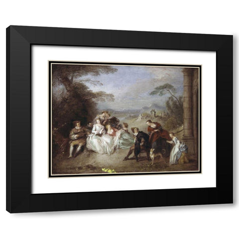 Country Festival Black Modern Wood Framed Art Print with Double Matting by Pater, Jean-Baptiste