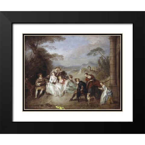 Country Festival Black Modern Wood Framed Art Print with Double Matting by Pater, Jean-Baptiste