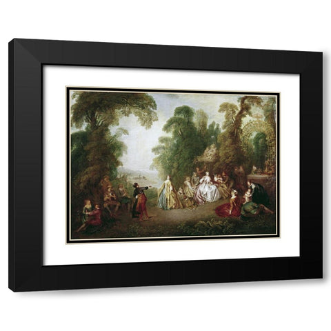 Dance Black Modern Wood Framed Art Print with Double Matting by Pater, Jean-Baptiste