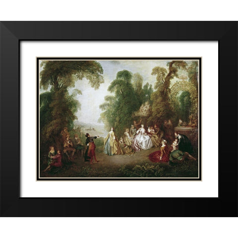 Dance Black Modern Wood Framed Art Print with Double Matting by Pater, Jean-Baptiste
