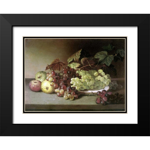 Grapes and Apples Black Modern Wood Framed Art Print with Double Matting by Peale, James
