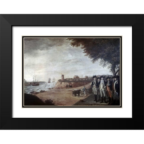 Washington at Yorktown After Surrender, 1781 Black Modern Wood Framed Art Print with Double Matting by Peale, James
