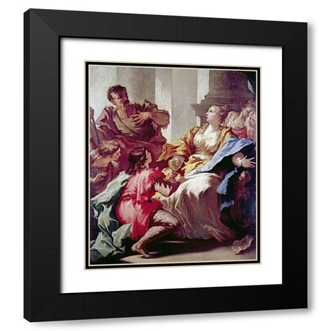 Sophonisba Receiving The Cup of Poison Black Modern Wood Framed Art Print with Double Matting by Pellegrini, Giovanni Antonio