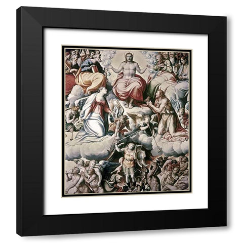 Last Judgement Black Modern Wood Framed Art Print with Double Matting by Penni, Giovanni Francesco