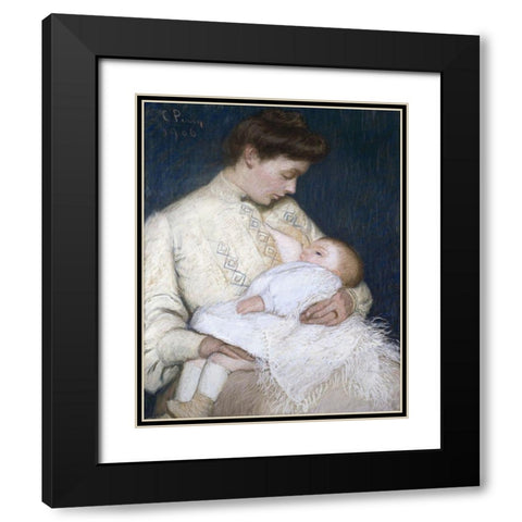 Nursing The Baby Black Modern Wood Framed Art Print with Double Matting by Perry, Lilla Cabot
