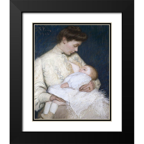 Nursing The Baby Black Modern Wood Framed Art Print with Double Matting by Perry, Lilla Cabot