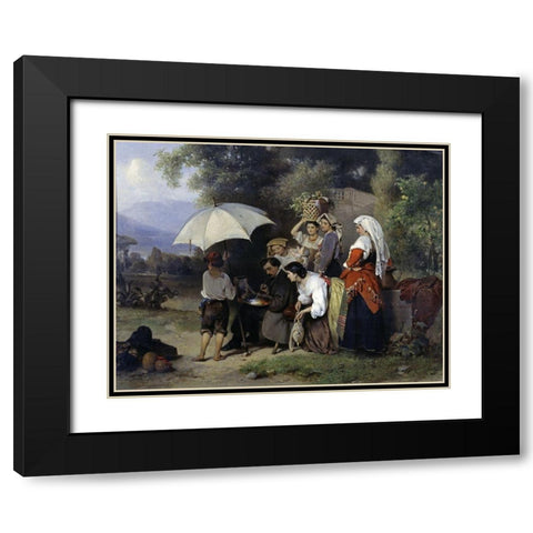 Critics Black Modern Wood Framed Art Print with Double Matting by Philippeau, Karel Frans