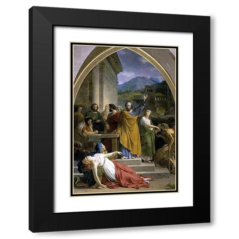 Death of Sapphira Black Modern Wood Framed Art Print with Double Matting by Picot, Francois Eduard