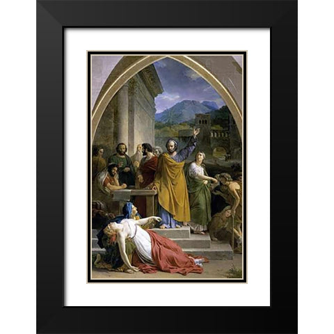 Death of Sapphira Black Modern Wood Framed Art Print with Double Matting by Picot, Francois Eduard