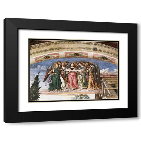 Adoration of The Shepherds - Detail Black Modern Wood Framed Art Print with Double Matting by Pintoricchio, Bernardino