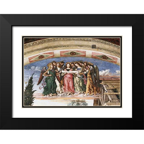Adoration of The Shepherds - Detail Black Modern Wood Framed Art Print with Double Matting by Pintoricchio, Bernardino