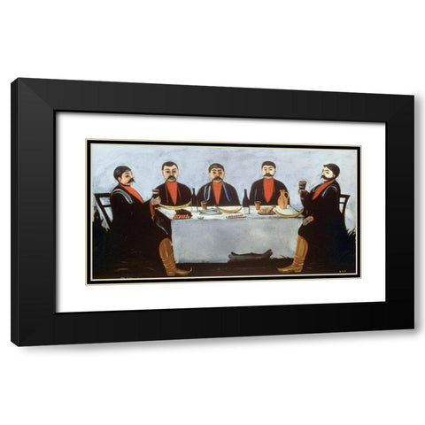 A Feast of Five Princes Black Modern Wood Framed Art Print with Double Matting by Pirosmanasvili, Niko
