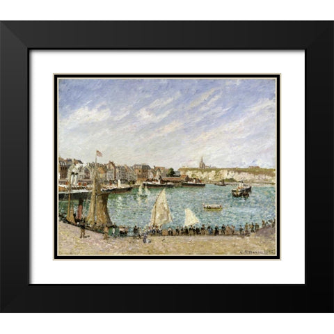 LApres-Midi, Soleil, Avant-Port De Dieppe Black Modern Wood Framed Art Print with Double Matting by Pissarro, Camille