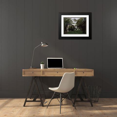 Le Moulin a La Roche Guyon Black Modern Wood Framed Art Print with Double Matting by Pissarro, Camille