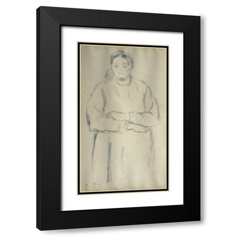 Peasant Black Modern Wood Framed Art Print with Double Matting by Pissarro, Camille