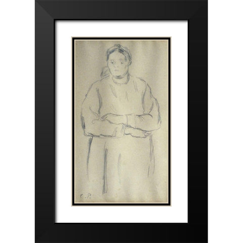 Peasant Black Modern Wood Framed Art Print with Double Matting by Pissarro, Camille