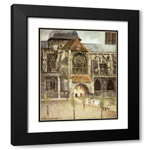 Portal of the Saint Jacques Church in Dieppe Black Modern Wood Framed Art Print with Double Matting by Pissarro, Camille