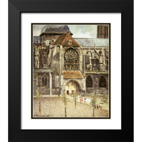 Portal of the Saint Jacques Church in Dieppe Black Modern Wood Framed Art Print with Double Matting by Pissarro, Camille