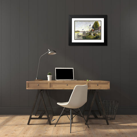 Regatta Black Modern Wood Framed Art Print with Double Matting by Pissarro, Camille