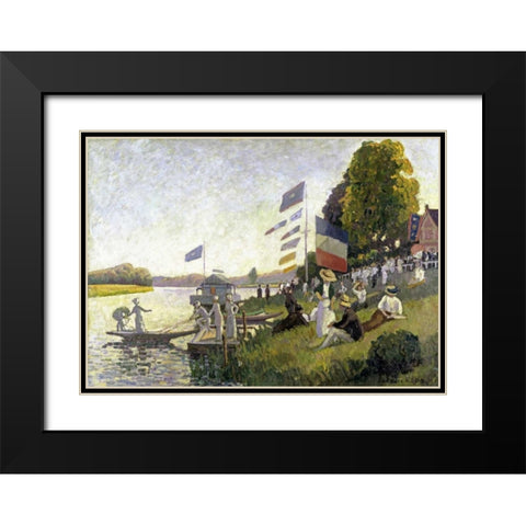 Regatta Black Modern Wood Framed Art Print with Double Matting by Pissarro, Camille