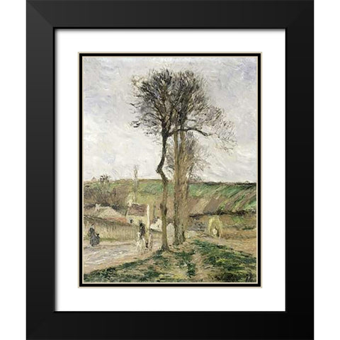 Route dEnnery a lHermitage, Environs de Pontoise Black Modern Wood Framed Art Print with Double Matting by Pissarro, Camille