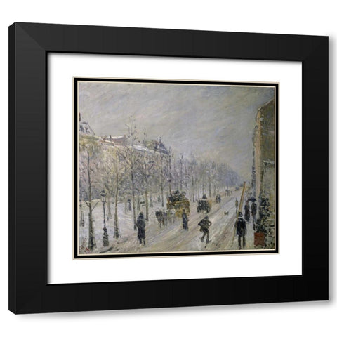 The Effect of Snow on the Boulevards Appearance Black Modern Wood Framed Art Print with Double Matting by Pissarro, Camille