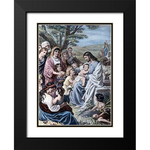 Museumist and the Children Black Modern Wood Framed Art Print with Double Matting by Plockhorst, Bernhard