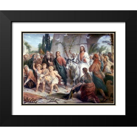 Christs Entrance into Jerusalem Black Modern Wood Framed Art Print with Double Matting by Plockhorst, Bernhard