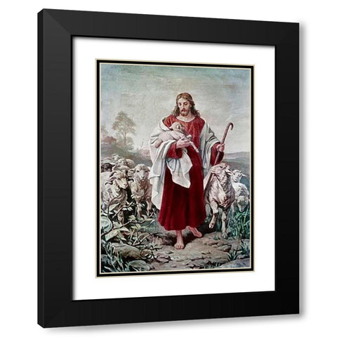 The Good Shepherd Black Modern Wood Framed Art Print with Double Matting by Plockhorst, Bernhard