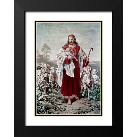 The Good Shepherd Black Modern Wood Framed Art Print with Double Matting by Plockhorst, Bernhard