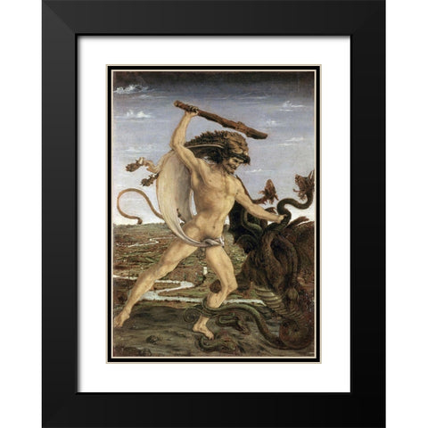 Hercules and The Lernaean Hydra Black Modern Wood Framed Art Print with Double Matting by Pollaiolo, Piero del