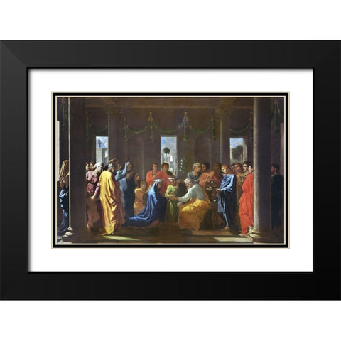 Marriage Black Modern Wood Framed Art Print with Double Matting by Poussin, Nicolas
