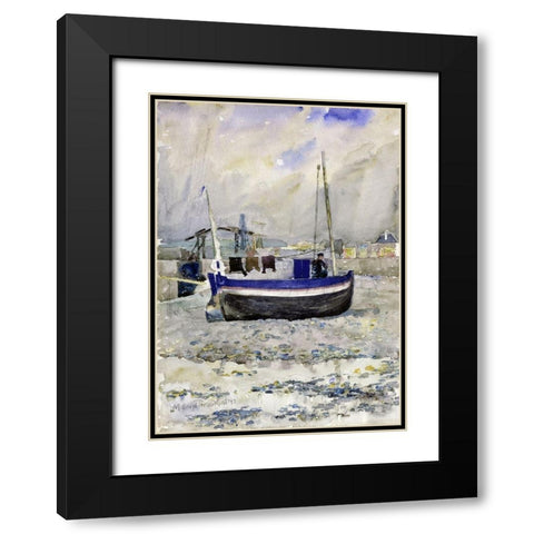 Low Tide, Afternoon, Treport Black Modern Wood Framed Art Print with Double Matting by Prendergast, Maurice Brazil
