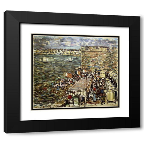 Ramparts, St. Malo Black Modern Wood Framed Art Print with Double Matting by Prendergast, Maurice Brazil