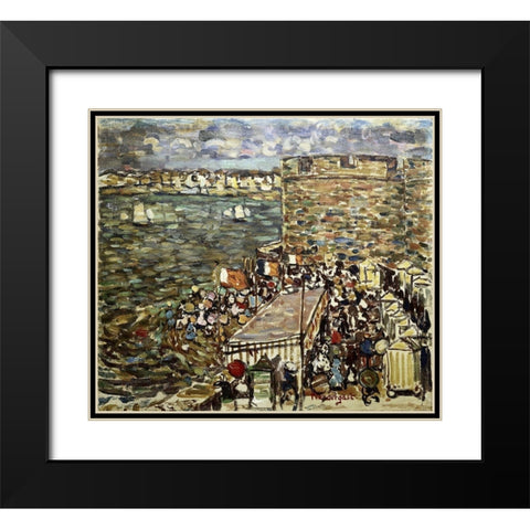 Ramparts, St. Malo Black Modern Wood Framed Art Print with Double Matting by Prendergast, Maurice Brazil