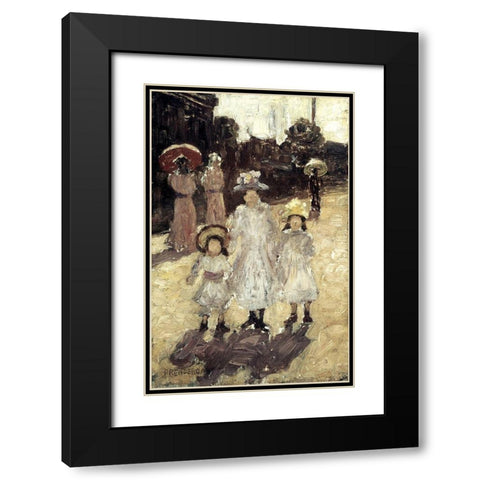 Sunday Morning in Paris Black Modern Wood Framed Art Print with Double Matting by Prendergast, Maurice Brazil