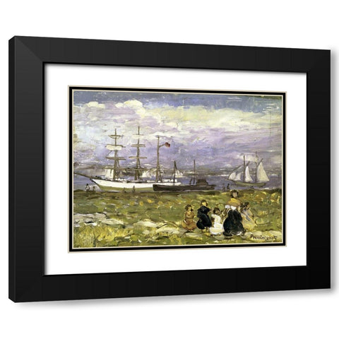 Title Unknown Black Modern Wood Framed Art Print with Double Matting by Prendergast, Maurice Brazil