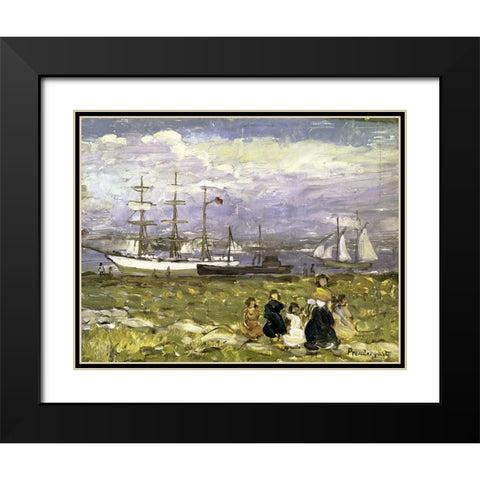 Title Unknown Black Modern Wood Framed Art Print with Double Matting by Prendergast, Maurice Brazil