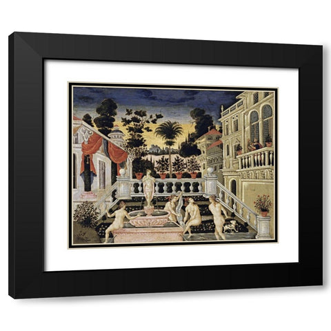 David Watching Bathsheba Bathe Black Modern Wood Framed Art Print with Double Matting by Pulakis, Theodoros