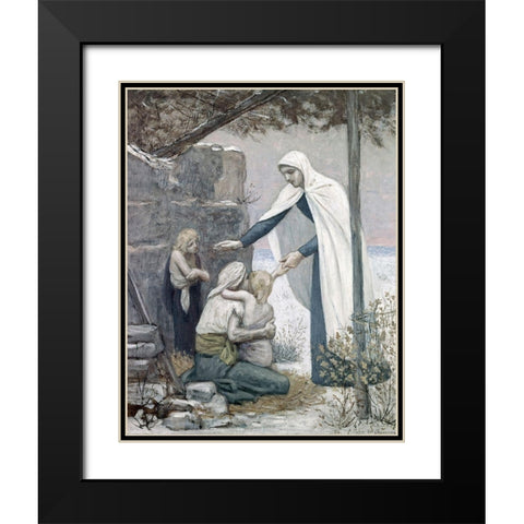 Charity Black Modern Wood Framed Art Print with Double Matting by Puvis de Chavannes, Pierre