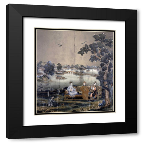 Mirror Painting Black Modern Wood Framed Art Print with Double Matting by Emperor Qianlong