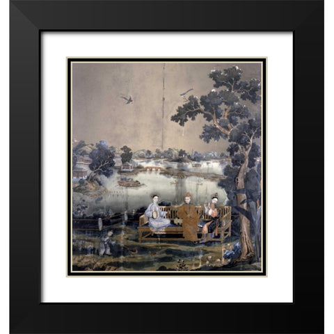 Mirror Painting Black Modern Wood Framed Art Print with Double Matting by Emperor Qianlong