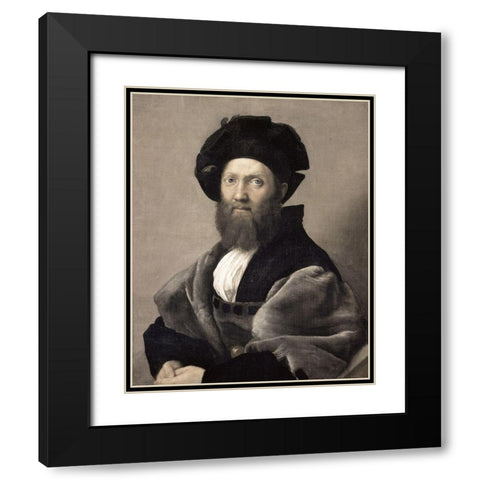 Baldassare Castiglione Black Modern Wood Framed Art Print with Double Matting by Raphael