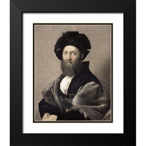 Baldassare Castiglione Black Modern Wood Framed Art Print with Double Matting by Raphael
